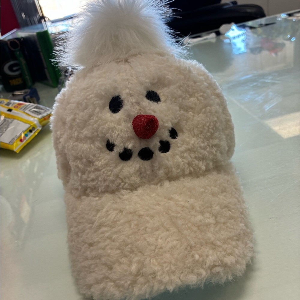 Unisex Adult David & Young Snowman Fuzzy Fleece Hat Rare Used OSFM Pre Owned